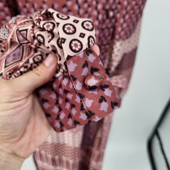 Vintage Boho Floral Print Long Sleeve Dress Button Up Medium - Picture 9 of 11